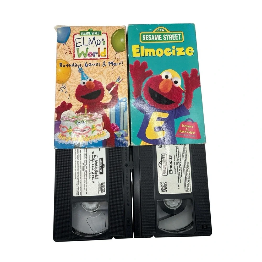 Sesame Street Elmo VHS LOT Elmocize [VHS] & ELMOS WORLD